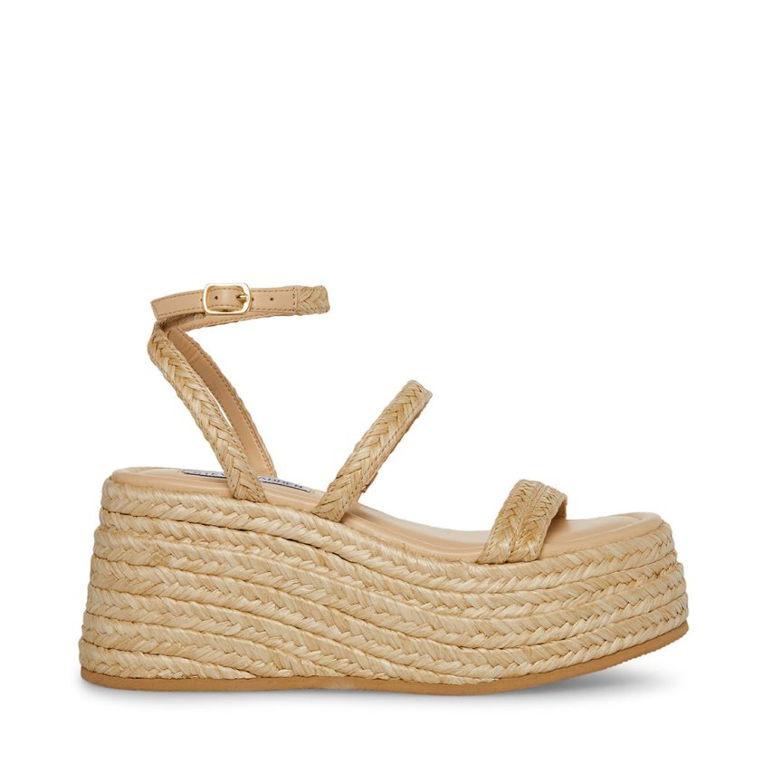 Beige Steve Madden Abundant Natural Raffia Women\'s Wedges | PH 5413BGW